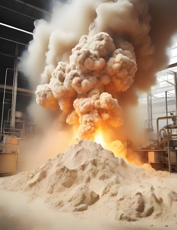 面粉車間粉塵爆炸事故現(xiàn)場(chǎng)警示圖